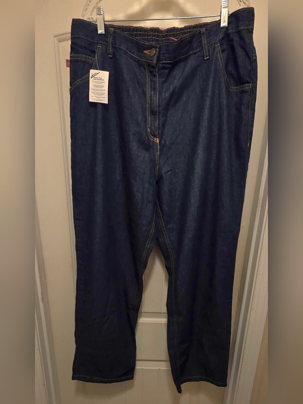 Woman Within Blue Denim Jeans High Rise Elastic Back With Zipper 22W 5 Pocket